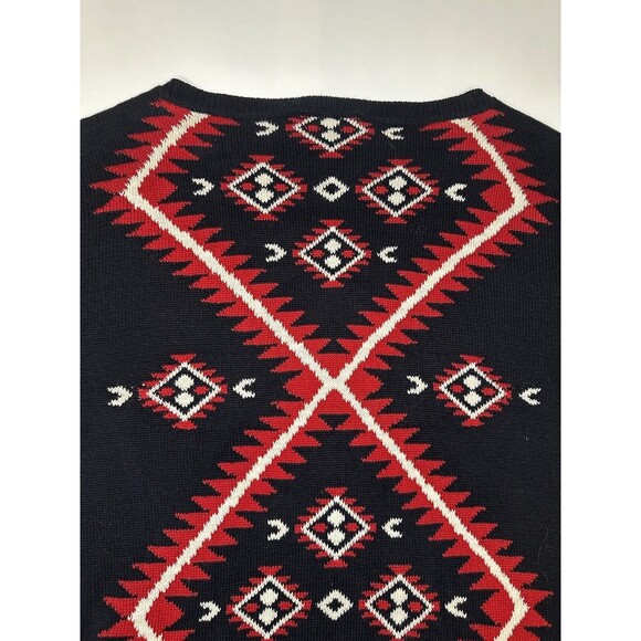 Ralph Lauren Petite Women’s Oversized Sweater Black Red Southwestern Size PL - Picture 7 of 12
